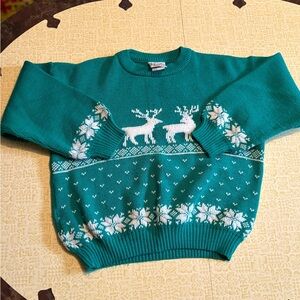 Vintage Polar Kids Green Sweater with White Pattern